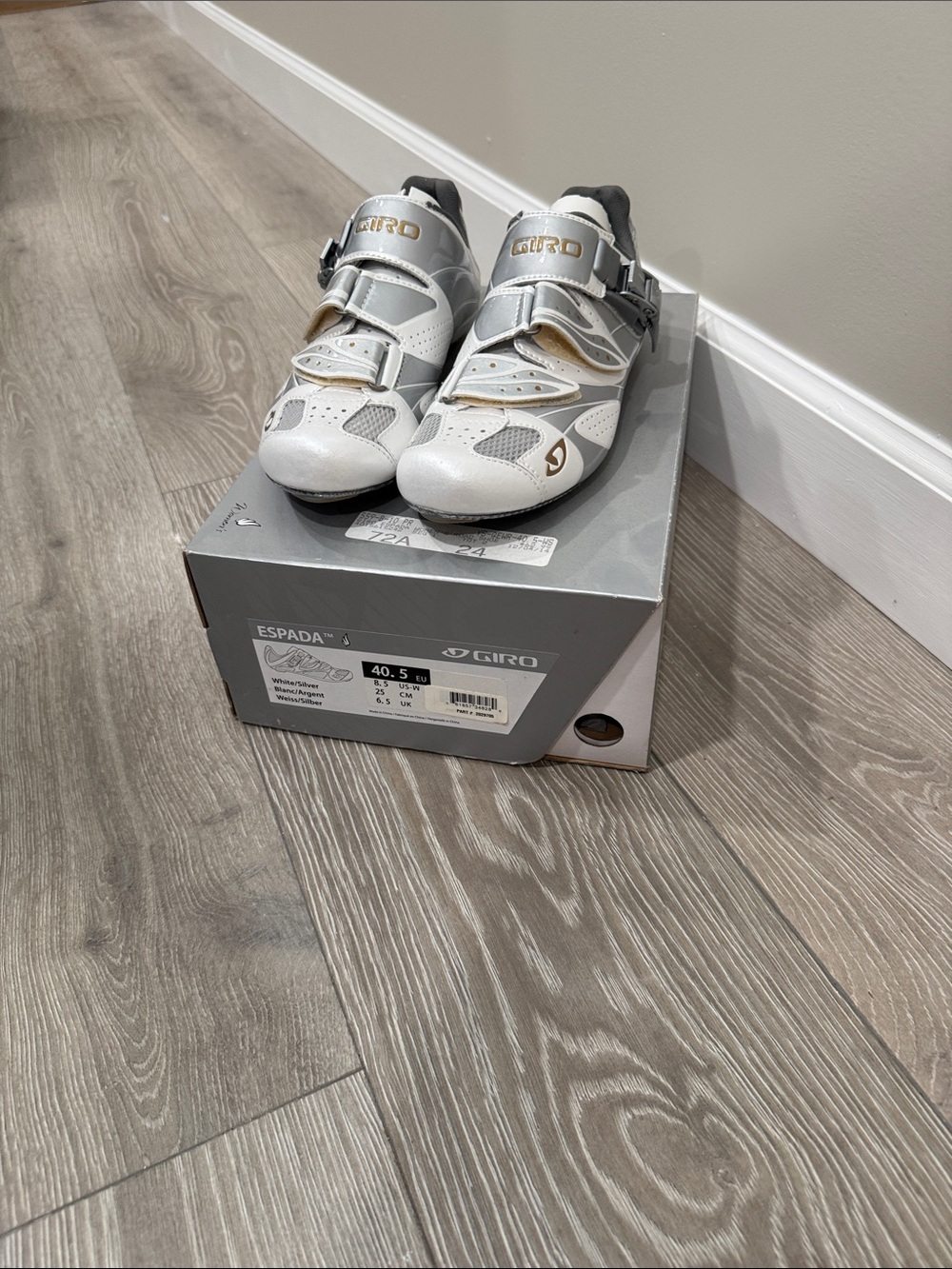 Giro womens White and Gold Cycling Sneakers